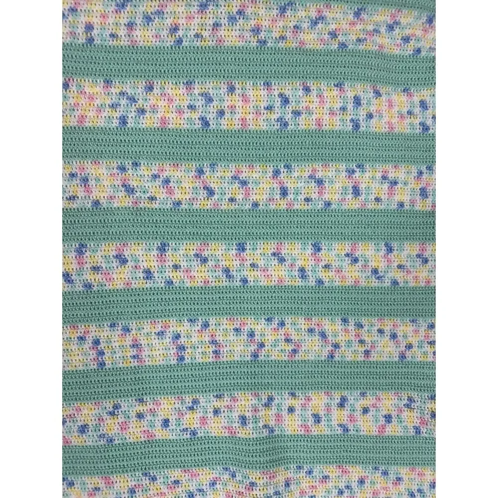 Handmade Crochet Baby Blanket Teal Green Multicolor Confetti 36